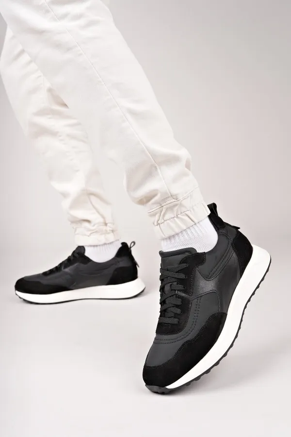 Chaussures de sport décontractées pour hommes Muggo SVENSON, à lacets et semelle épaisse, en cuir véritable.