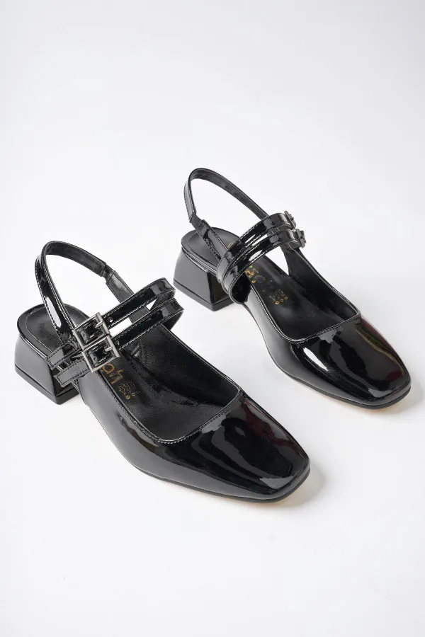 Muggo JANE Garantili Arkası Açık Kare Burunlu Kadın Günlük Kısa Topuklu Ayakkabı