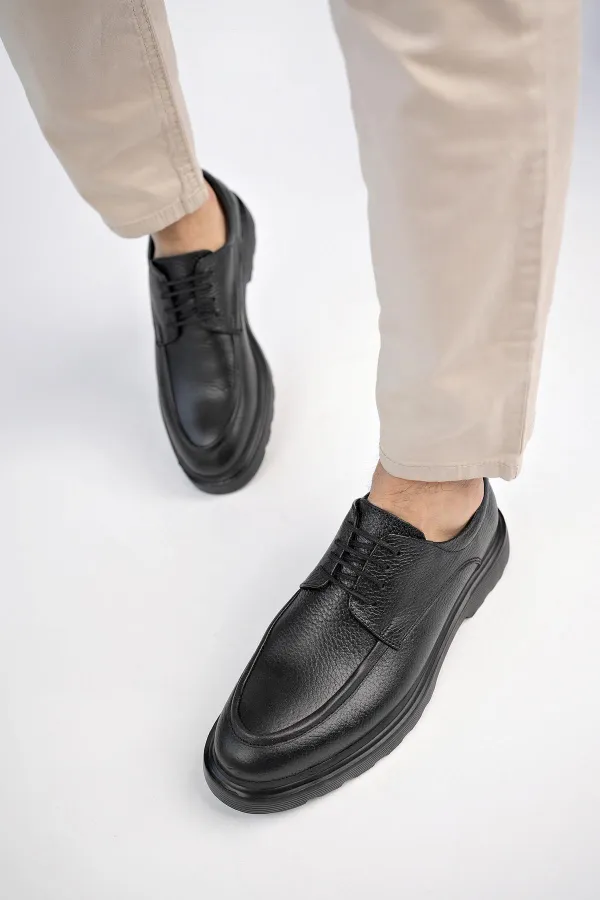 Muggo SAMUEL Chaussures pour hommes classiques et confortables en cuir véritable, style décontracté, avec semelle orthopédique épaisse.