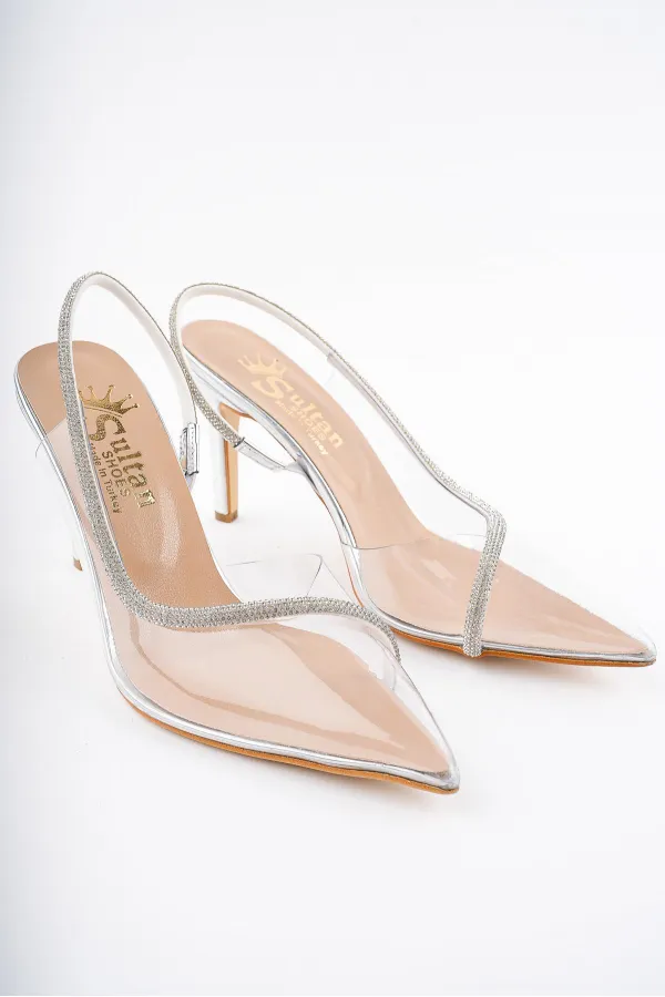 Muggo Sidney Women's Princess Embellished Transparent High-Heeled Dress Shoes