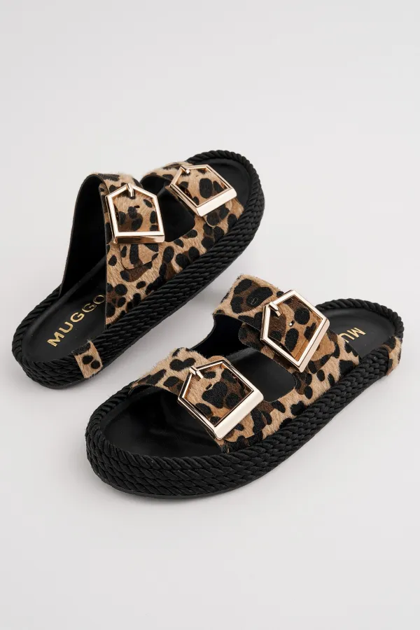 Muggo GOLDY Women's Double Buckle Adjustable Comfortable Sole Casual Slippers