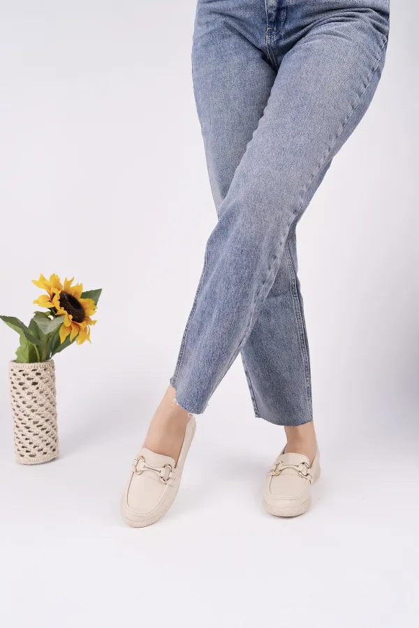 Muggo POLARA Thick Sole Buckle Detail Women's Casual Loafer Shoes 