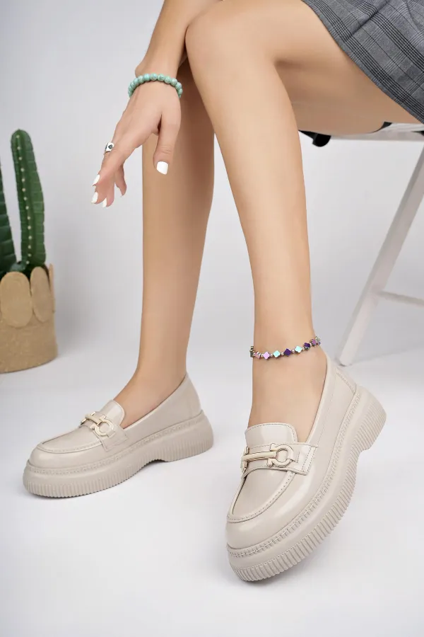 Muggo PEGULA Garantili Kadın Loafer Kalın Taban Günlük Casual Rahat Ayakkabı