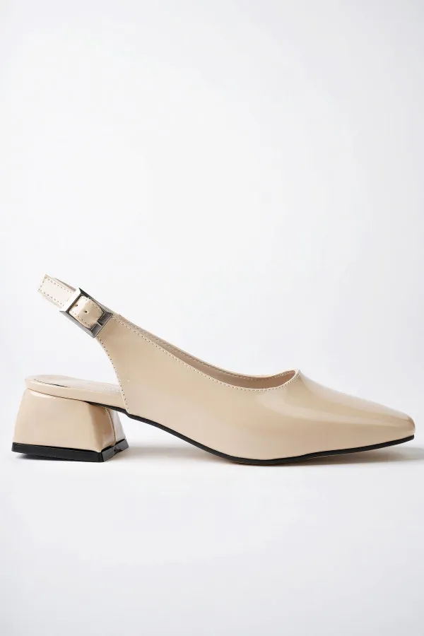 Muggo LOİS Garantili Arkası Açık Kare Burunlu Kadın Kısa Topuklu Ayakkabı