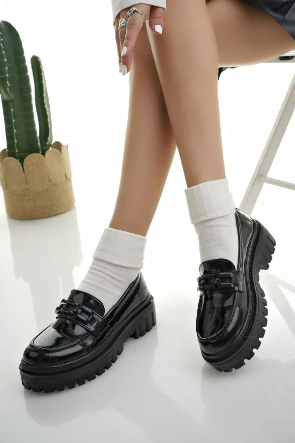 Mocassins Muggo SAMANTHA pour femmes, semelle épaisse, boucle, chaussures décontractées pour tous les jours