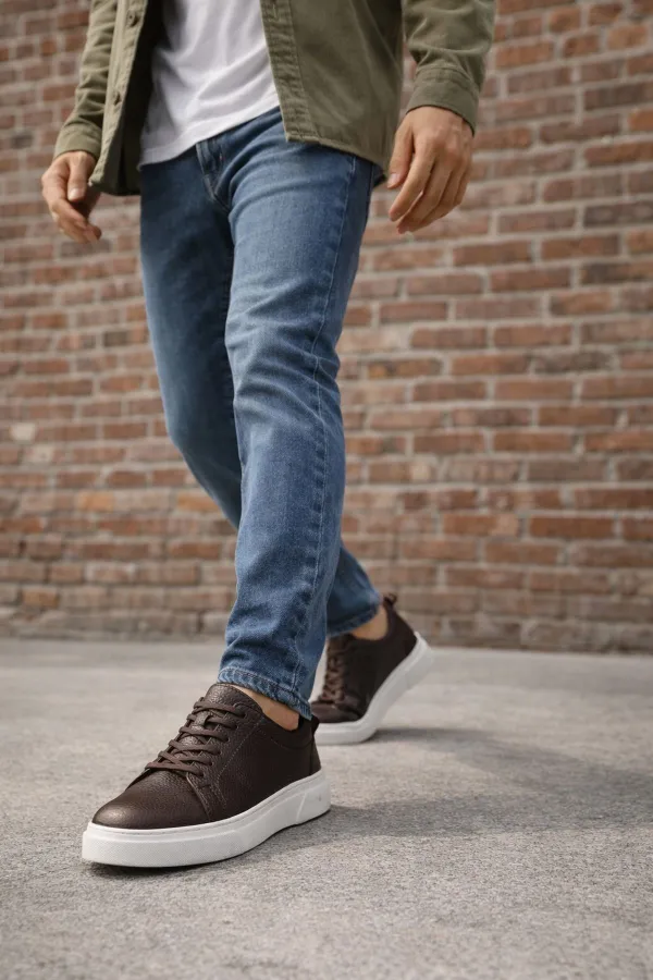 Muggo LEONS Genuine Leather Men's Thick Sole Lace-up Casual Sneaker Muggo LEONS Genuine Leather Men's Thick Sole Lace-up Casual Sneaker