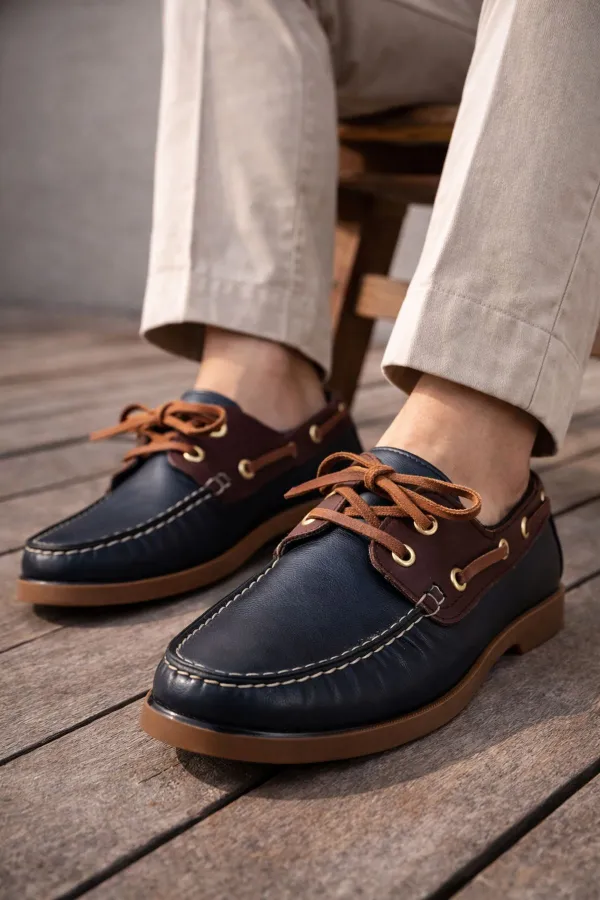 Muggo GENOVA Genuine Leather Lace-up Men's Casual Loafer Shoes Muggo GENOVA Genuine Leather Lace-up Men's Casual Loafer Shoes