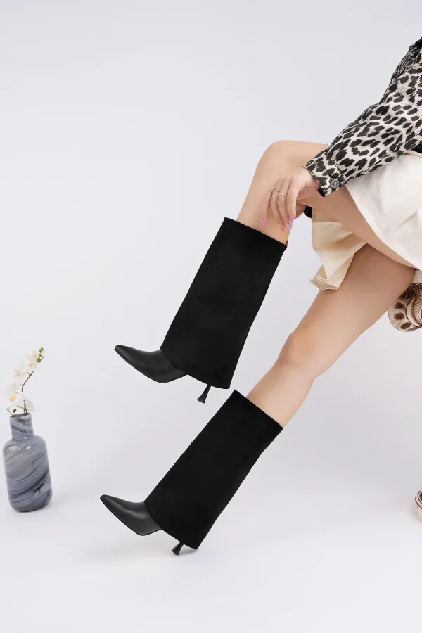 Bottes à talons hauts en daim à bout pointu Muggo CATIE pour femmes