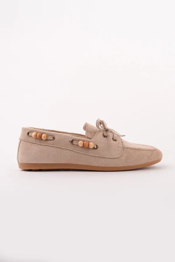 Muggo Multi-Colored Beaded Detail Women's Casual Lace-up Loafer Shoes Muggo Multi-Colored Beaded Detail Women's Casual Lace-up Loafer Shoes