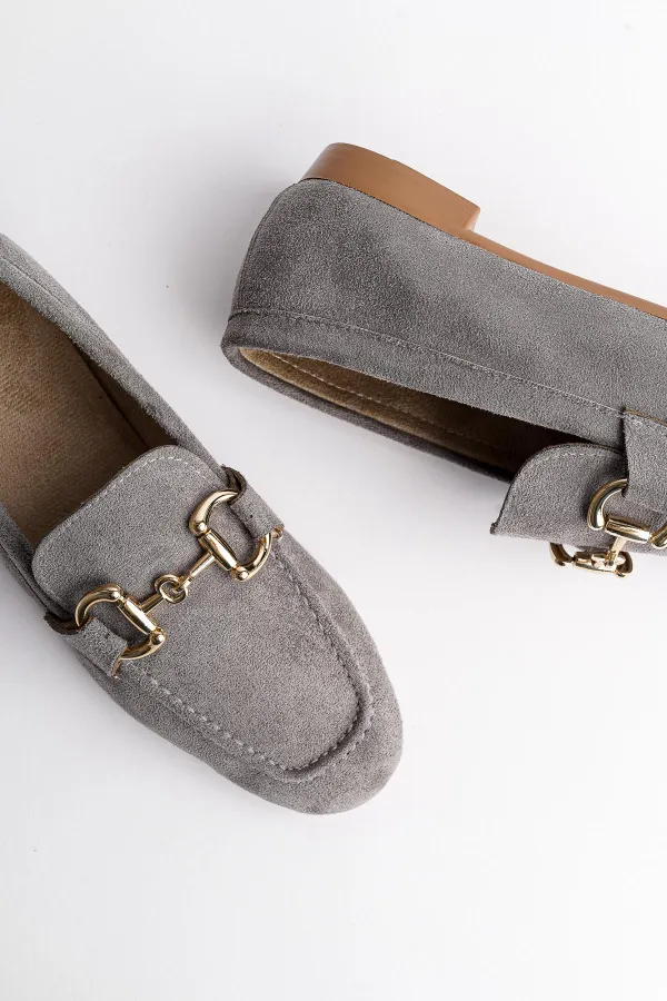 Muggo MONA Garantili Metal Tokalı Deri Kadın Loafer Günlük Ayakkabı