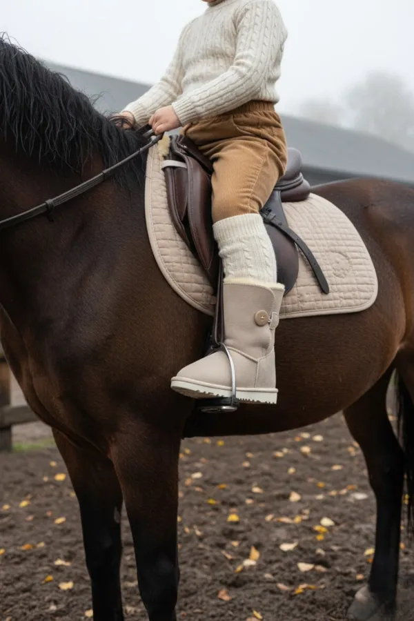 Bottes d'hiver Muggo KIDDY pour enfants, doublées de fourrure et à boutons