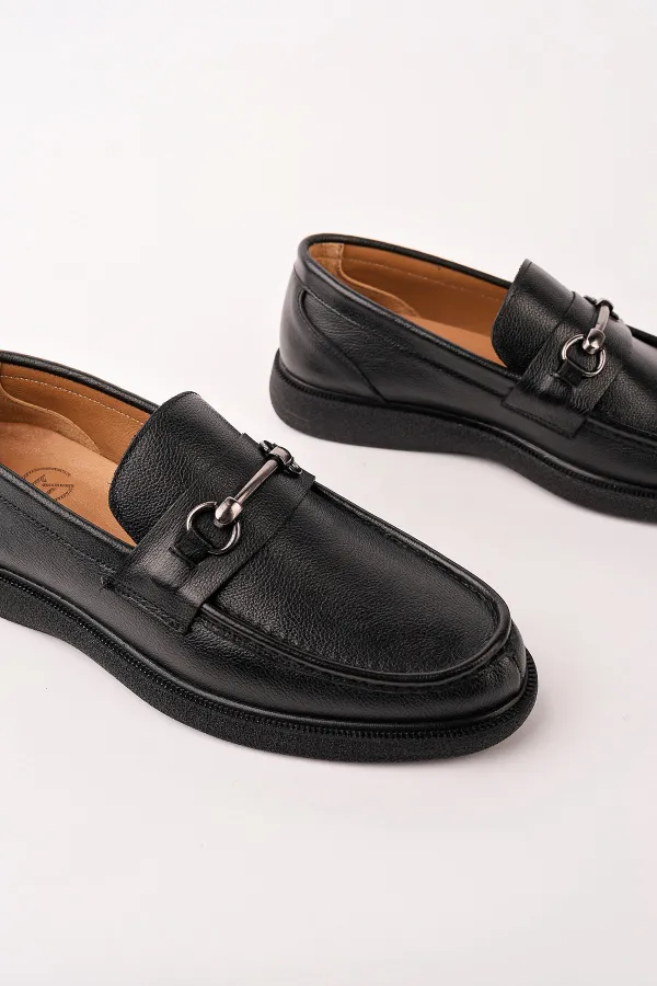 Chaussures décontractées pour hommes Muggo ALFRED en cuir véritable avec boucle en métal et semelle confortable