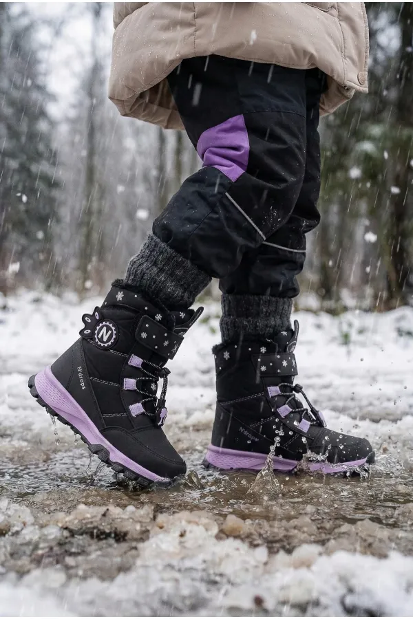 Bottes Muggo Twinkle pour filles, doublées de fourrure, à lacets et fermeture velcro