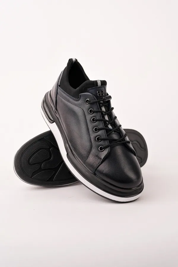 Baskets décontractées à lacets et semelle épaisse en cuir véritable pour homme Muggo REID