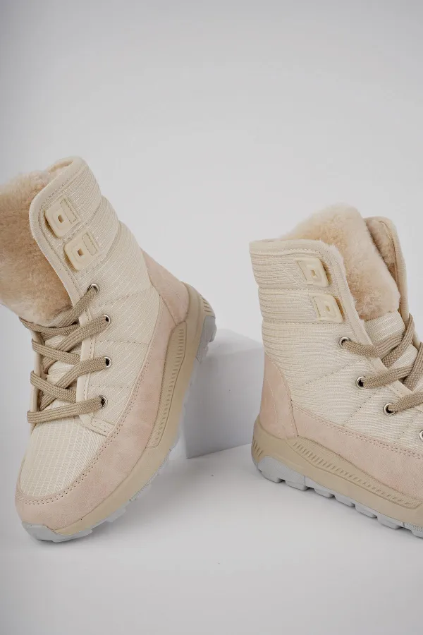 Muggo BUGS Garantili Çocuk Unisex Tırtıklı Taban İçi Kürklü Bağcıklı Fermuarlı Yağmur ve Kar Botu