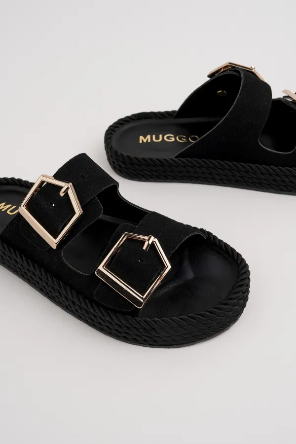 Muggo GOLDY Women's Double Buckle Adjustable Comfortable Sole Casual Slippers Muggo GOLDY Women's Double Buckle Adjustable Comfortable Sole Casual Slippers