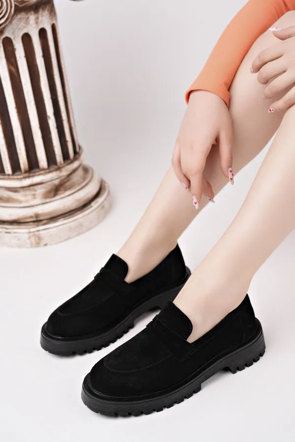 Mocassins Muggo PARADISE en cuir véritable à semelle épaisse, pour femmes, parfaits au quotidien.