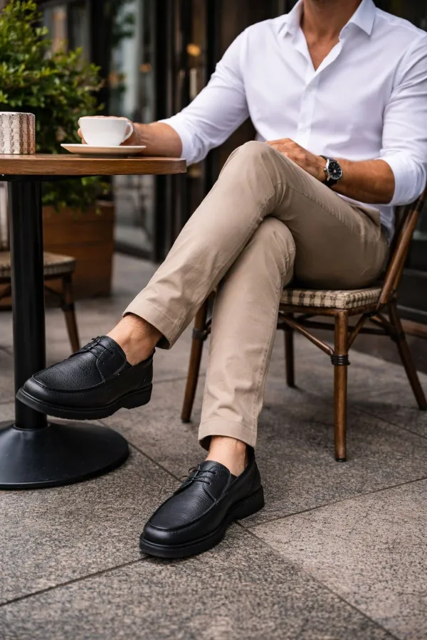 Chaussures décontractées classiques pour hommes Muggo FATHER en cuir véritable, à lacets et semelle confortable