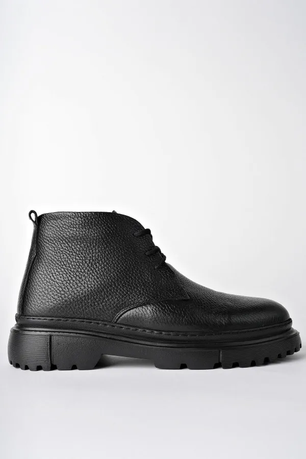 Bottes Chelsea d'hiver pour homme Muggo FODEN en cuir véritable avec fermeture éclair et fourrure à l'intérieur et semelle EVA