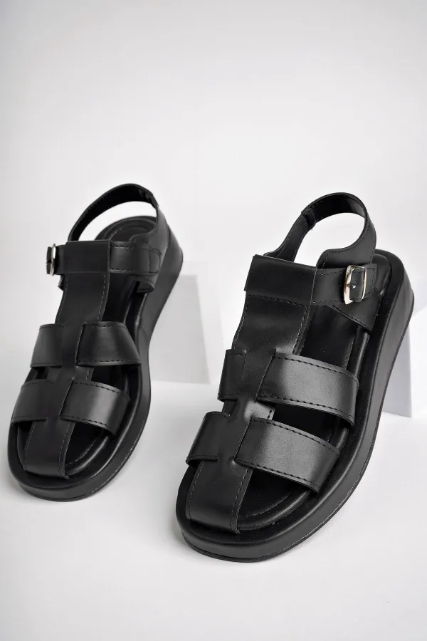 Muggo DOSSİ Guaranteed Platform Heel Ankle Strap Buckle Women's Sandals