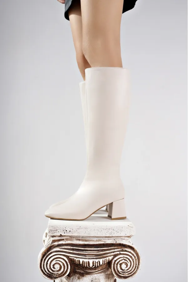 Bottes à talons pour femmes Muggo KAROLINE, bout carré garanti, fermeture éclair latérale