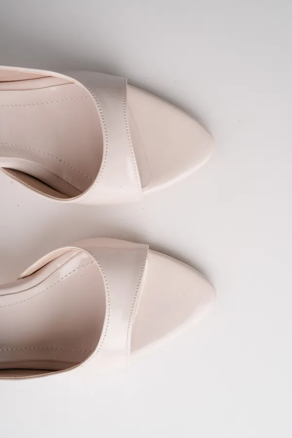 Muggo PURELINE Patent Leather Pointed Toe Thin Heel Open Back Women's High Heels