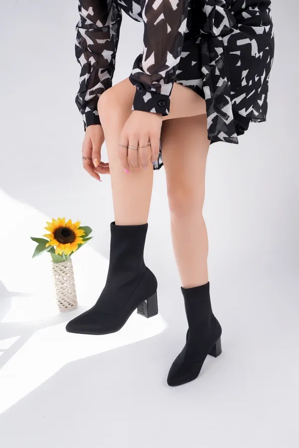 Bottes extensibles à bout pointu et talon compensé pour femmes Muggo MAGNUS