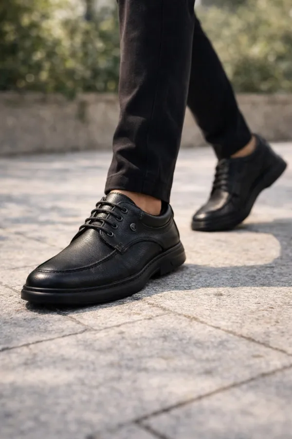 Chaussures décontractées classiques pour hommes Muggo DASH en cuir véritable à lacets et semelle épaisse