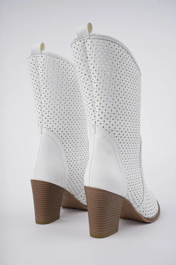 Muggo Indiana Guaranteed Women's Laser Cut Stylish and Comfortable Cowboy Summer Boots