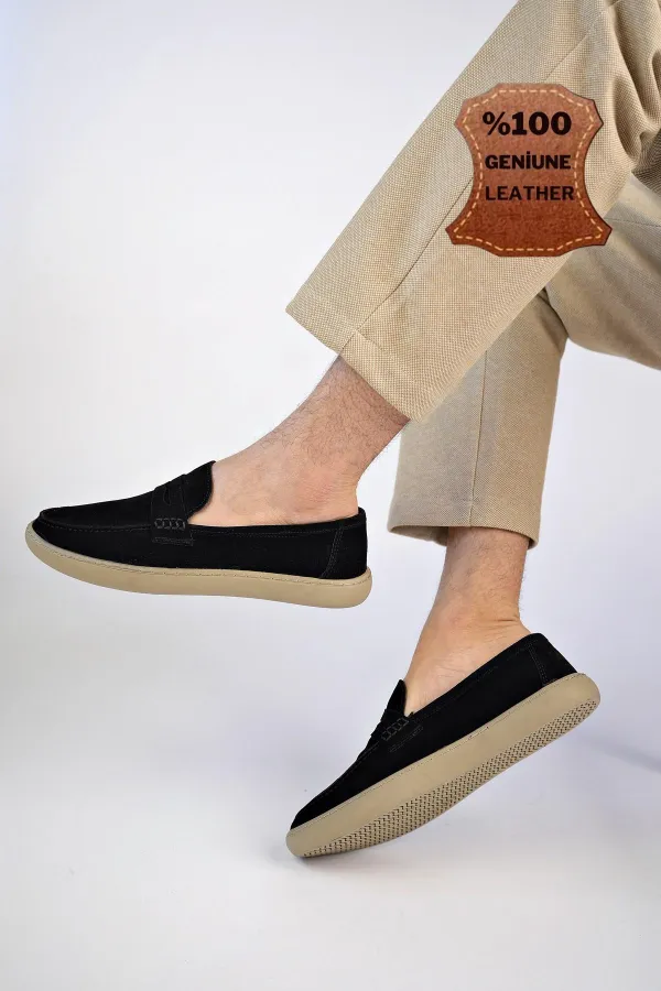 Muggo DENZEL Chaussures pour hommes classiques, confortables et orthopédiques, sans lacets, en cuir véritable, garanties pour tous les jours