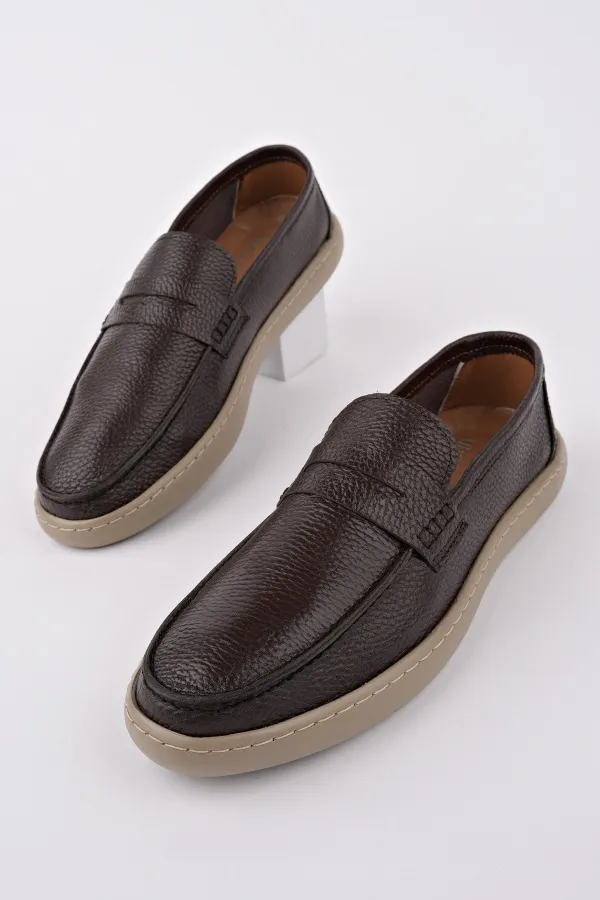 Muggo HARNAZ Chaussures décontractées sans lacets en cuir véritable pour hommes