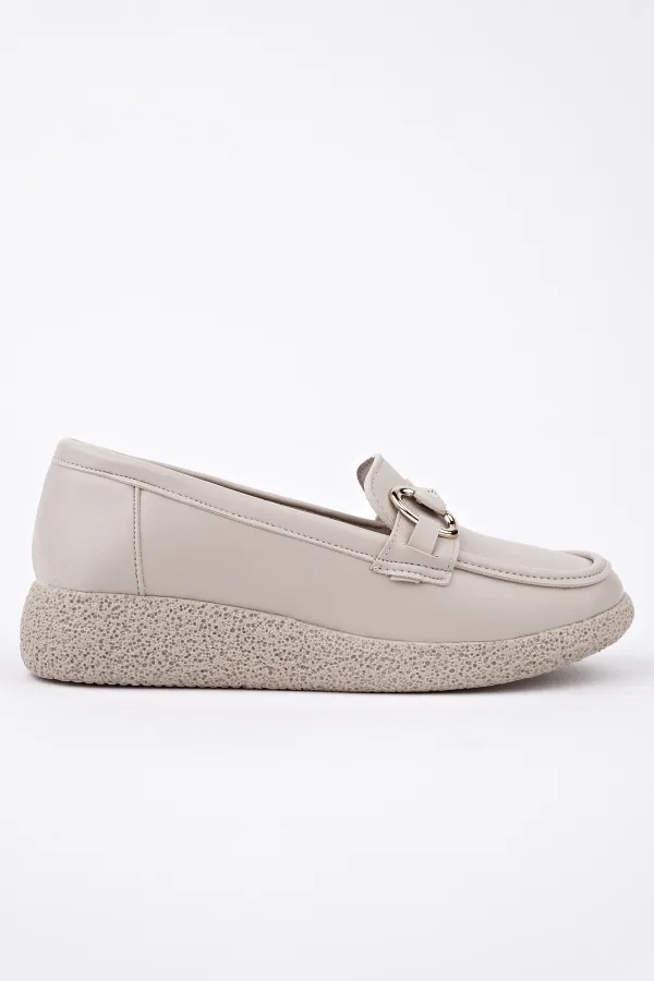 Muggo POLARA Thick Sole Buckle Detail Women's Casual Loafer Shoes 