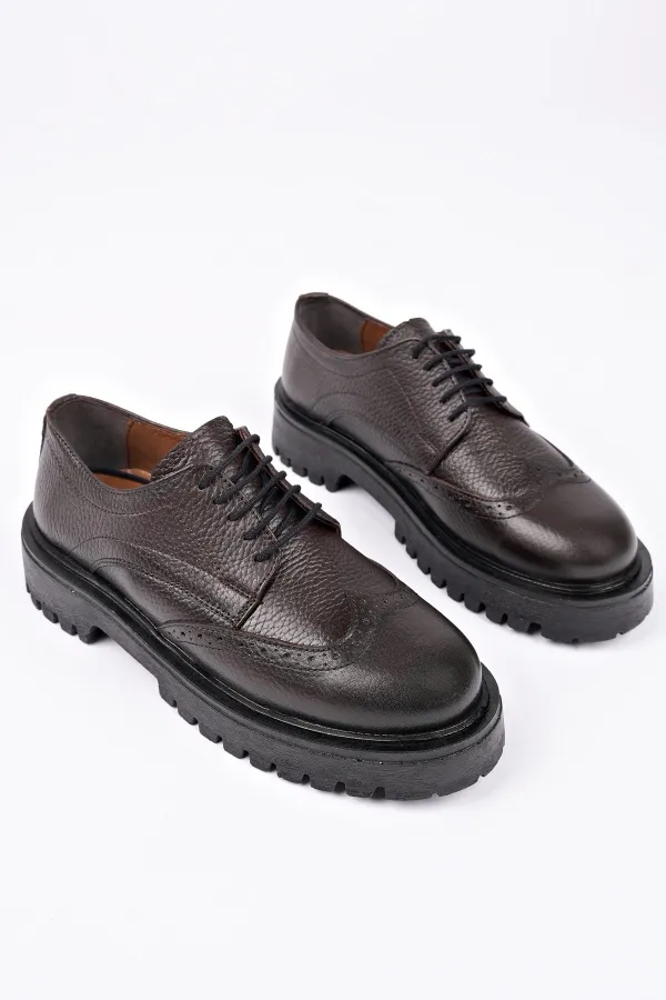 Muggo AMOUR  Bağcıklı Hakiki Deri Kalın Taban Günlük Casual Makosen Kadın Loafer Ayakkabı