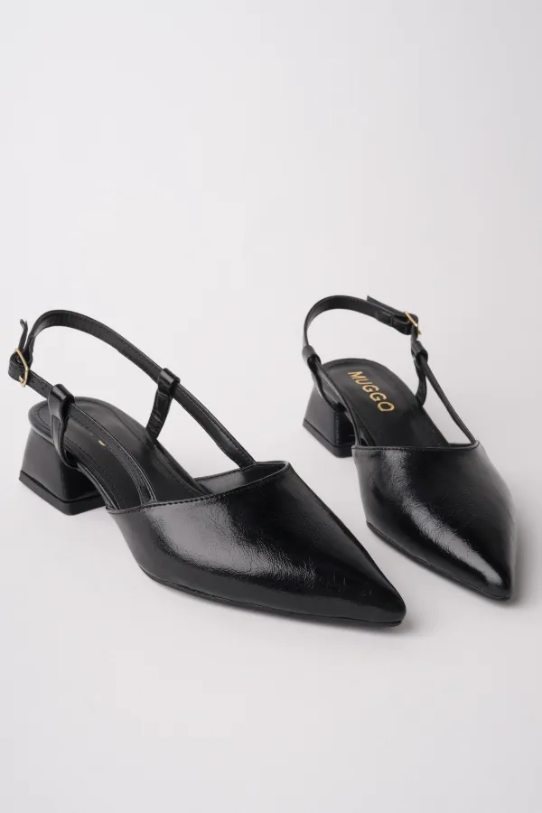 Muggo WONDER Pointed Toe Open Back Women's Low Heel Shoes