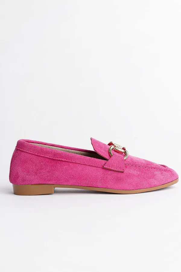 Muggo MONA Garantili Metal Tokalı Deri Kadın Loafer Günlük Ayakkabı