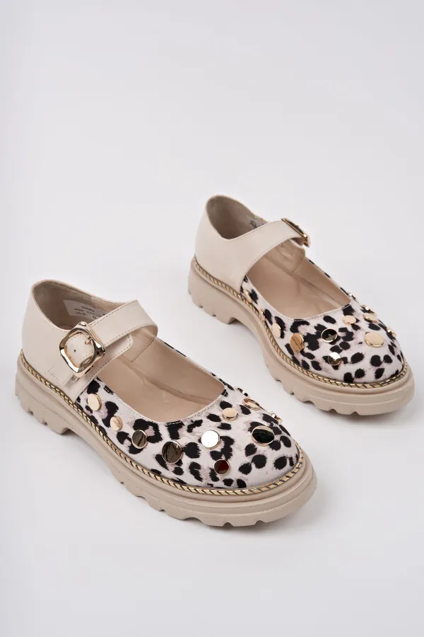 Mocassins décontractés pour femmes Muggo EGERIA à imprimé léopard, bride unique et semelle épaisse