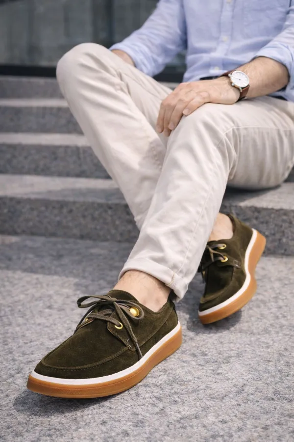 Muggo CRAFT Genuine Suede Leather Lace-up Men's Casual Loafer Shoes