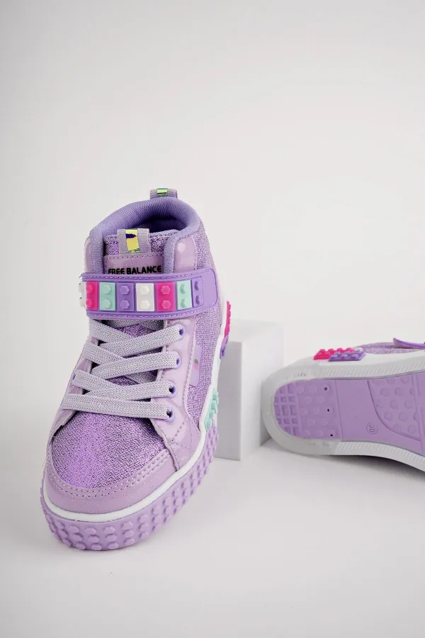 Muggo KUKULİ Garantili Legolu Bağcıklı ve Cırtlı Ortopedik Çocuk Sneaker Spor Ayakkabı