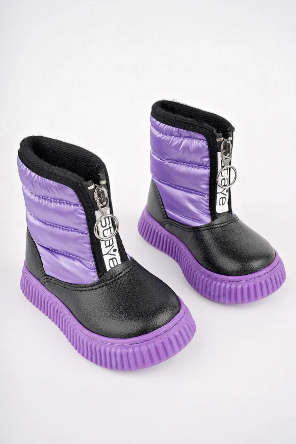 Bottes de pluie et de neige pour bébé Muggo CANDY, confort garanti, avec fermeture éclair avant et doublure en fourrure