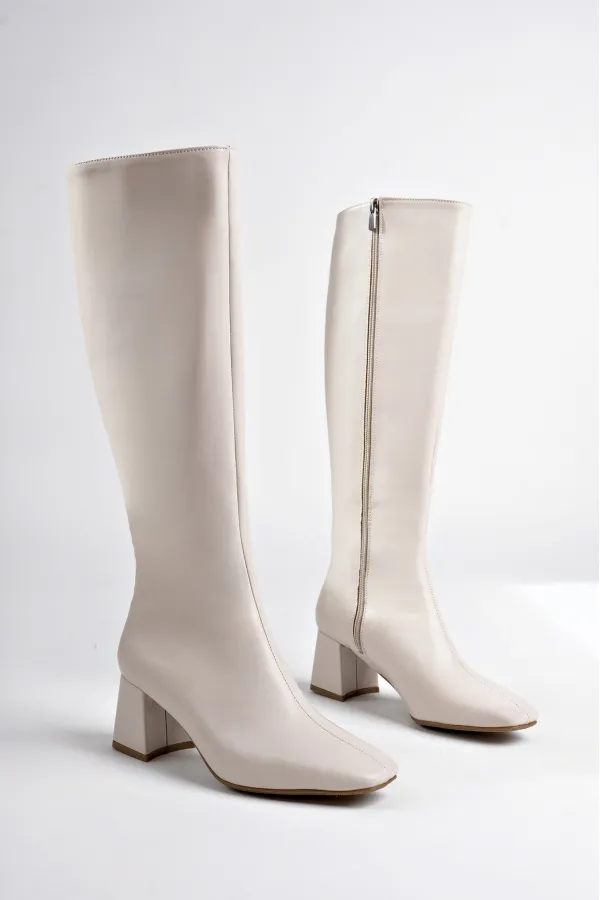 Bottes à talons pour femmes Muggo KAROLINE, bout carré garanti, fermeture éclair latérale