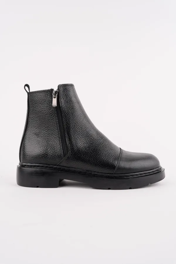 Muggo DRAKO Genuine Leather Double Zipper Men's Winter Chelsea Boots