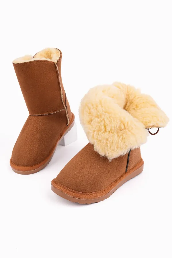 Bottes d'hiver Muggo KIDDY pour enfants, doublées de fourrure et à boutons