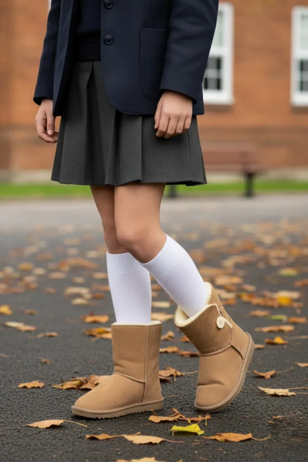 Bottes d'hiver Muggo KIDDY pour enfants, doublées de fourrure et à boutons