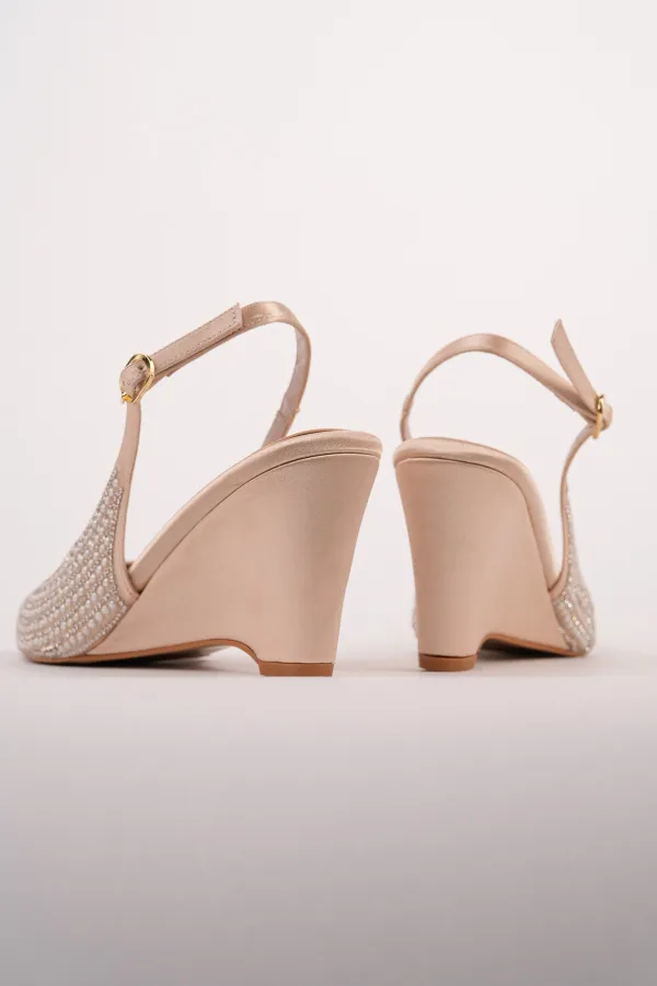 Muggo TIERA Stone and Pearl Embellished Pointed Toe Open Back Women's Platform Dress Shoes Muggo TIERA Stone and Pearl Embellished Pointed Toe Open Back Women's Platform Dress Shoes