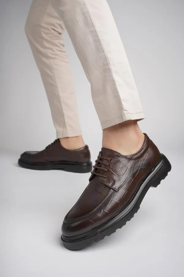 Muggo NORMAN Chaussures pour hommes classiques et confortables en cuir véritable, semelle orthopédique épaisse, idéales au quotidien