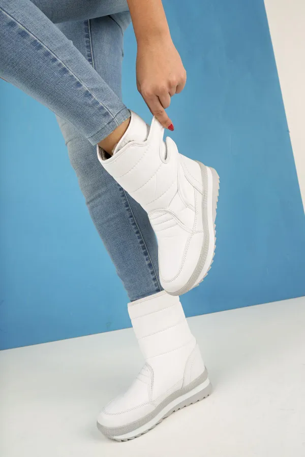 Muggo Felya Garantili Kadın İçi Kürklü Cırtlı Yağmur Ve Kar Botu