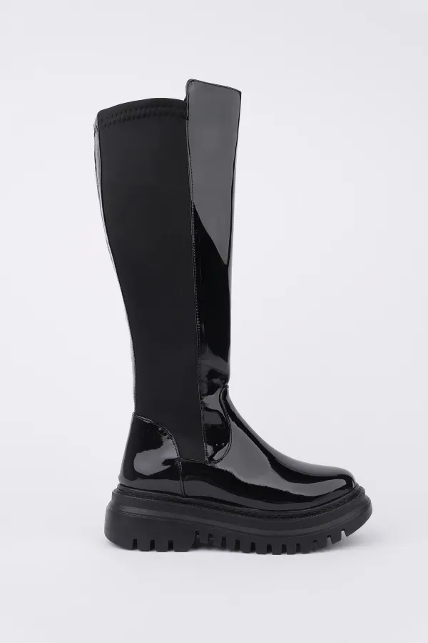Bottes Muggo NEROX pour femmes, semelle épaisse, détails extensibles et fermeture éclair