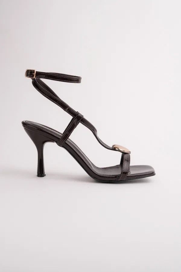 Muggo HEART Women's Sandals with Heart Accessory and Thin Heel