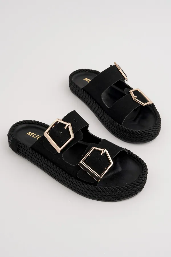 Muggo GOLDY Women's Double Buckle Adjustable Comfortable Sole Casual Slippers Muggo GOLDY Women's Double Buckle Adjustable Comfortable Sole Casual Slippers