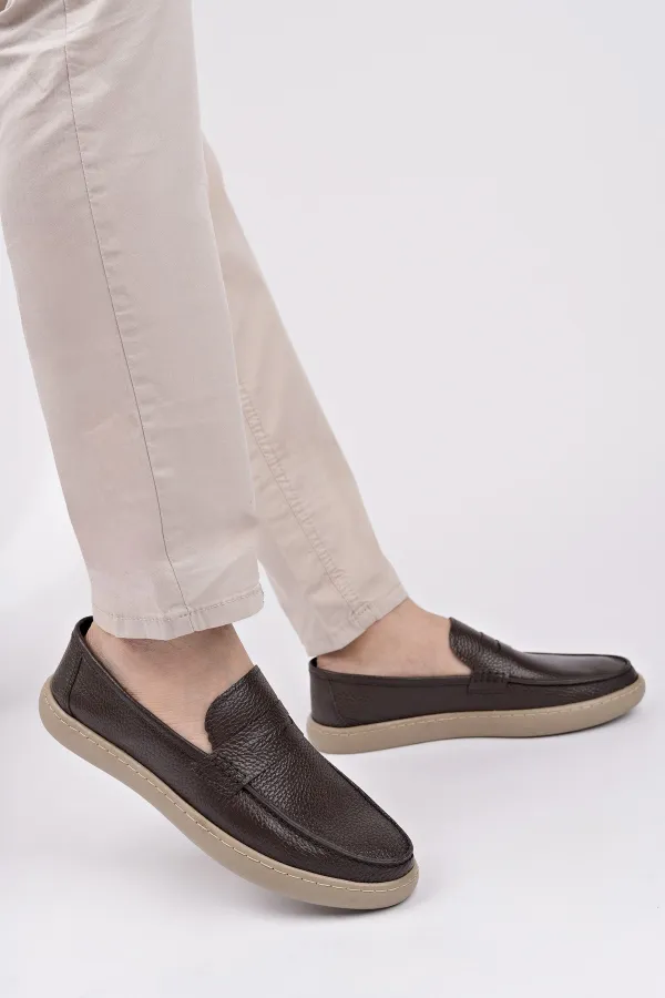 Muggo HARNAZ Chaussures décontractées sans lacets en cuir véritable pour hommes